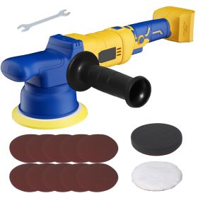 MaxMore 5 Inch Car Buffer Polisher Compatible With DE Walt 20V MAX Battery, 6-Speed Variable Speed Cordless Track Random Waxer, Dual Acting, 5,00 (Color: Yellow)