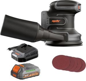 Mellif 5 Inch, Random Orbital Sander, De Walt 20v Max Battery Compatible, Cordless Brushless Palm Orbital Sander, Dust Bag, 6 Speeds, 12000 OPM, (Option: Gray)